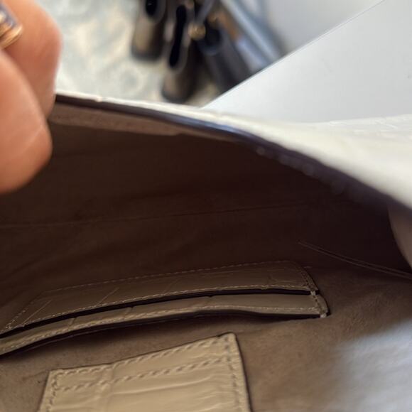 Staud Mini Crossbody Rey Bag Cream Croc Embossed - Picture 7 of 7